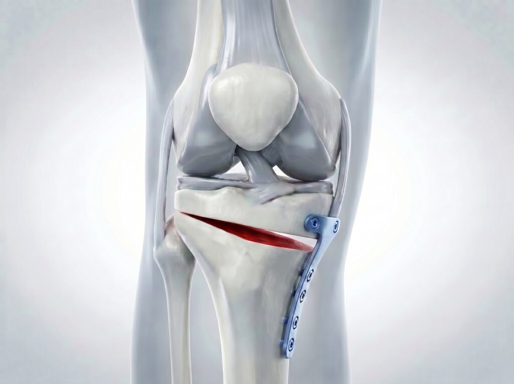 Osteotomia korekcyjna kolana - wizualizacja korekcji osi kończyny dolnej